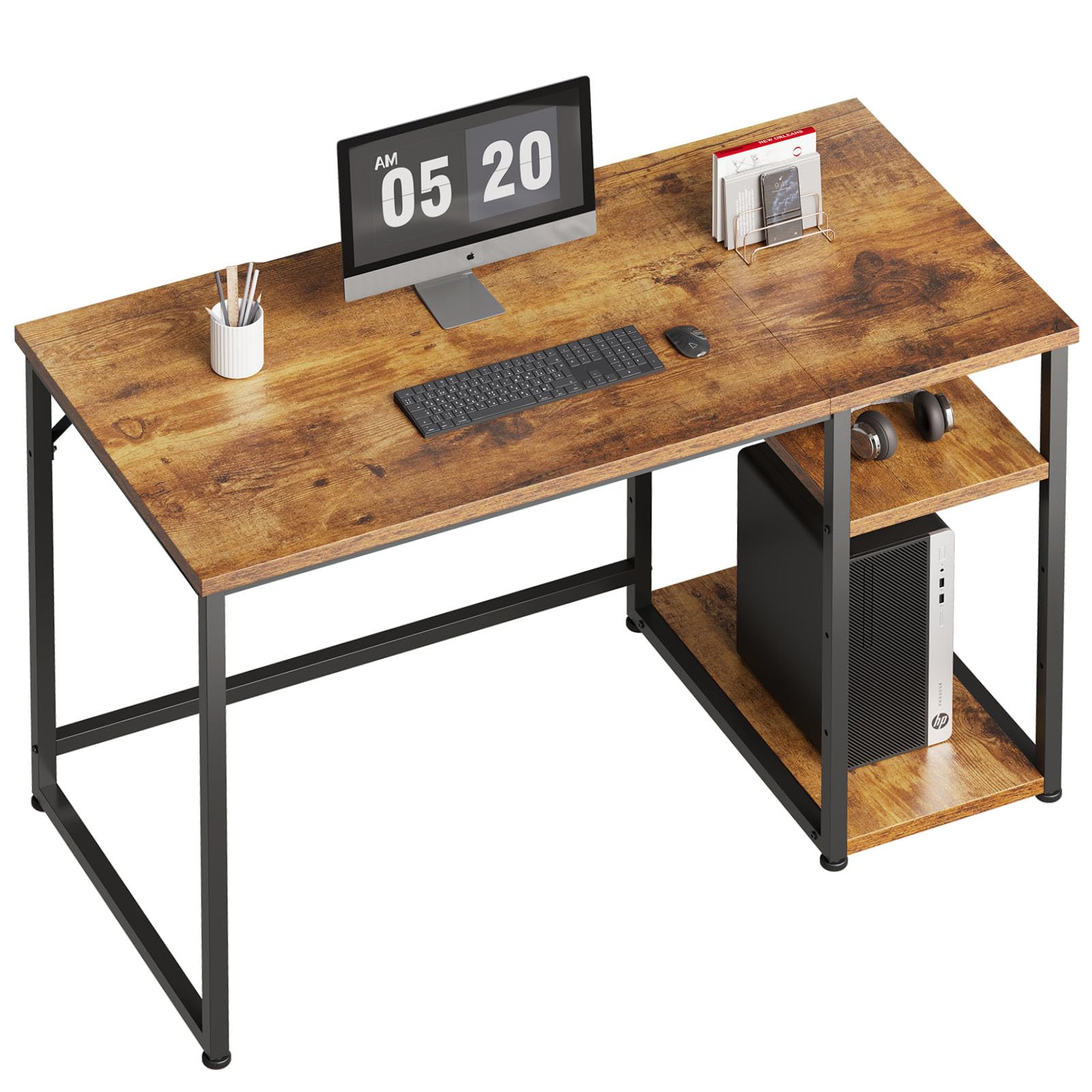 Maihail デスク パソコンデスク 机 pcデスク ?子 ゲーミングデスク ラック付き カウンターテーブル 勉強机 家具 table 幅10