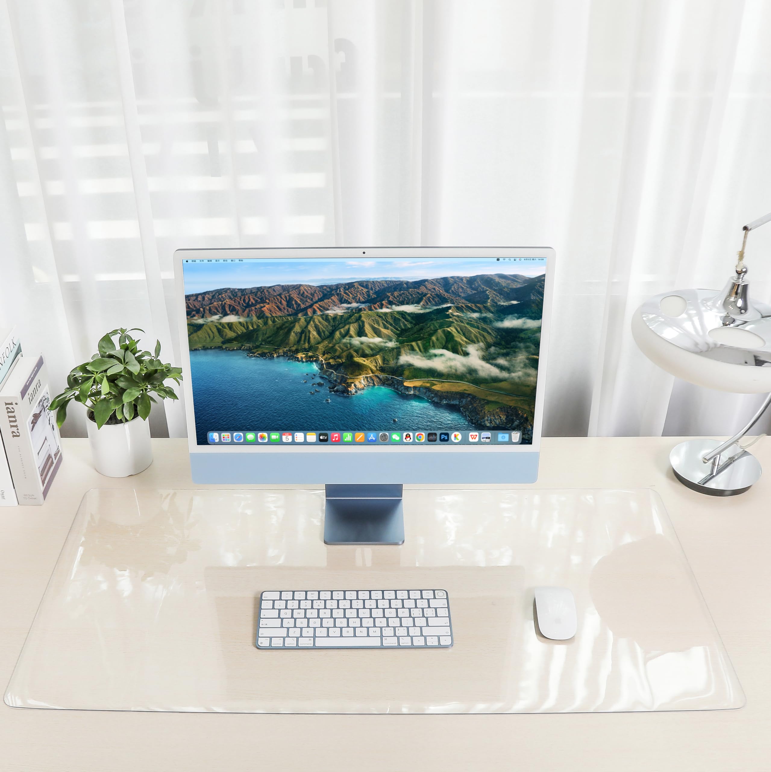 デスクマット 透明 PVC製 テーブルマット クリア 100*400mm 厚さ1.5mm 防塵・防水・耐久・耐熱 学習机 テーブルカバー テーブ