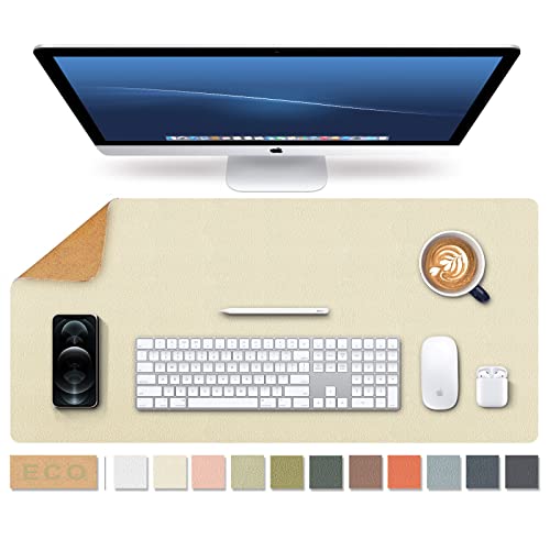 ナチュラルコルク &PU両面デスクマット、大型マウスパッド、デスクプロテクター、防水キーボードマット..