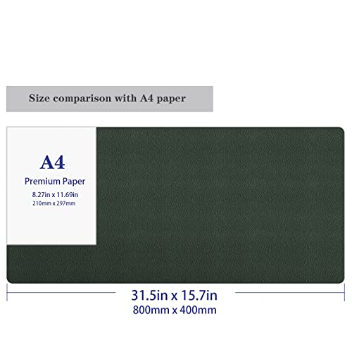 ナチュラルコルク &PU両面デスクマット、大型マウスパッド、デスクプロテクター、防水キーボードマット、オフィス/家庭/ゲーム/装飾に最適（濃い緑