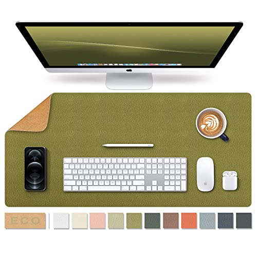 ナチュラルコルク &PU両面デスクマット、大型マウスパッド、デスクプロテクター、防水キーボードマット..