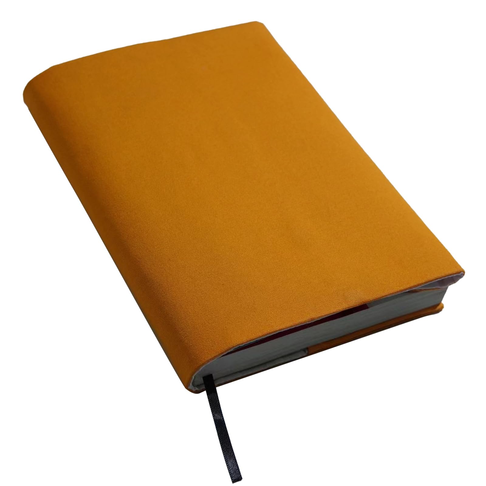 ブックカバー 四六上製本サイズ 布製 — 高級本カバー サイズ調整可能 厚め対応可 しおり付き 軽量 おしゃれ（四六上 オレンジ）