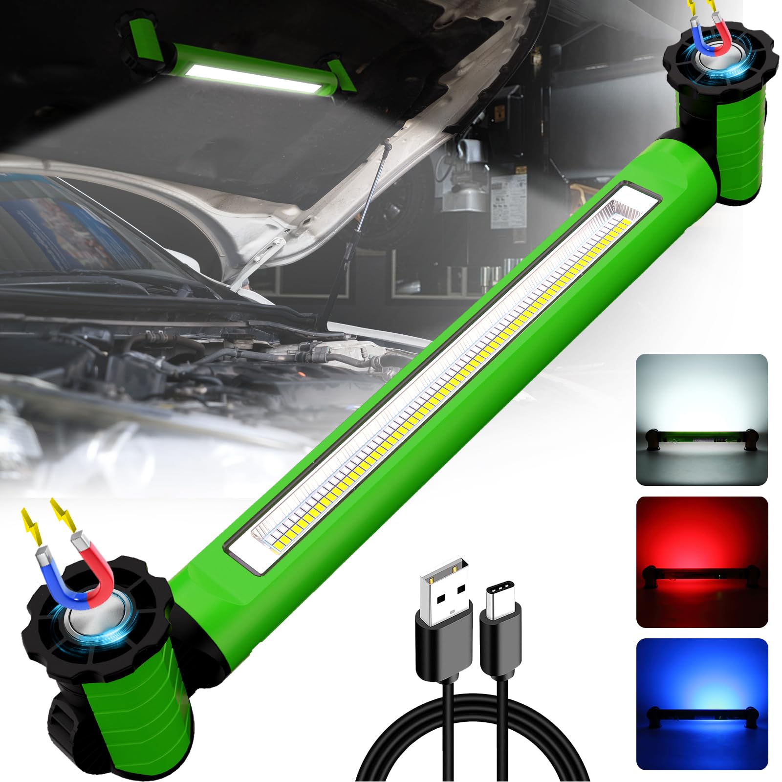 MEEE作業灯 ED作業灯 3000ルーメン B充電式 ワークライト ledライト ハンディライト フリッカーフリー 強力マグネット 360°角