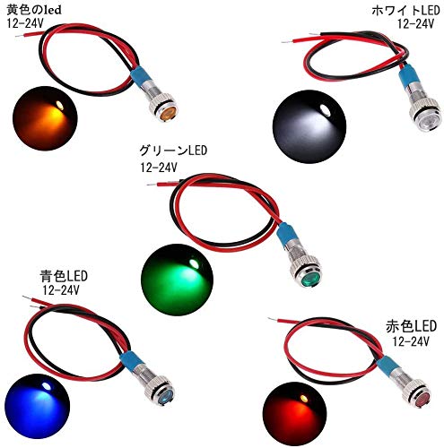 10個 6mm AC/DC 14V ED 防水インジケータライト パイロットライトシグナル インジケータ（5 色）