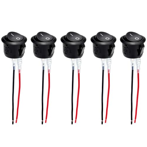 ANHAA ロッカースイッチ ブラック 15V/10A 50V/6A はんだ付け済みワイヤー付き ラウンドボート オフボ..