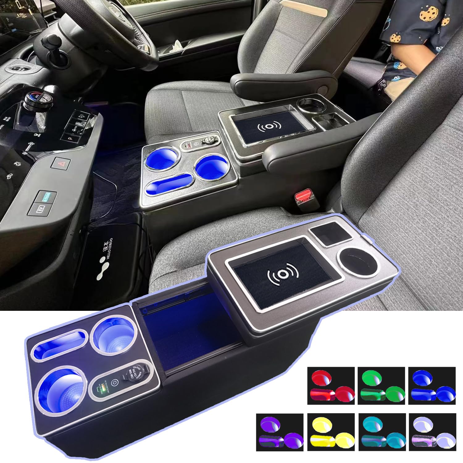 Sunyedaa セレナ c8 セレナ ePOWER センターコンソールボックス ワイヤレス充電機能付き アームレスト クッション 肘掛け 内装