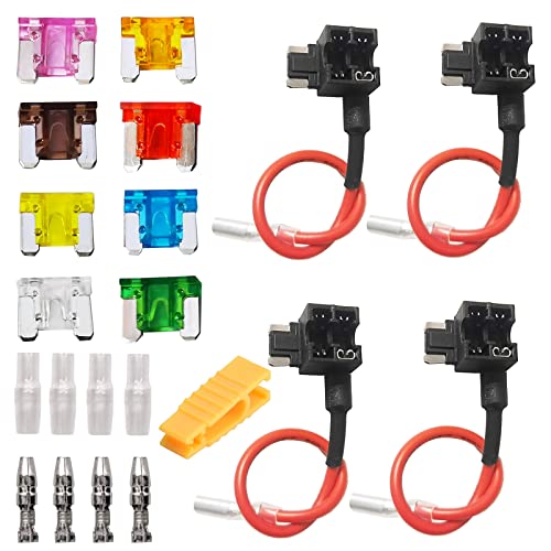 DanYun 4個 平型低背 ヒューズホルダー 車平型ヒューズホルダー ヒューズホルダー 電源取り出しヒューズ 小型ブレードヒューズホルダー 8