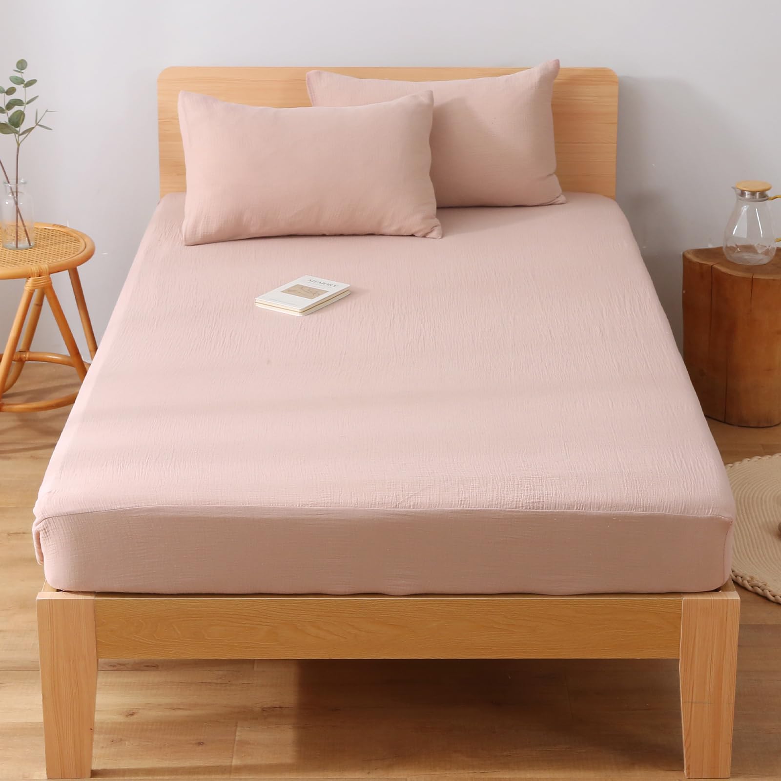 ボックスシーツ セミダブル 綿100％ ガーゼ ベッドシーツ マットレス/ベッド/敷き布団カバー 柔らかい ..