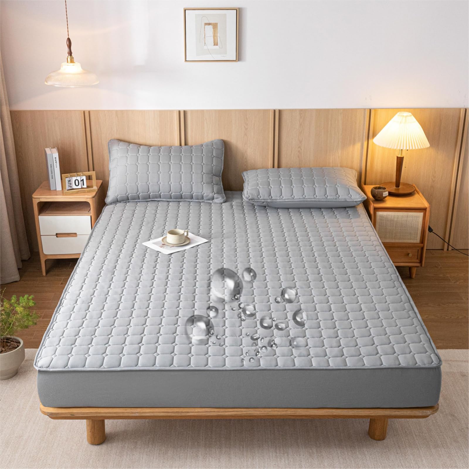 防水シーツ ボックスシーツ三層構造ガサガサ音“0”マットレスカバー 敷きパッド ベッドカバー ベッドパ..