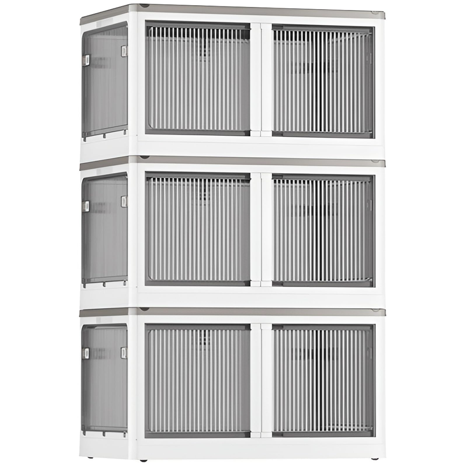 X XUNAO収納ボックス 折りたたみ蓋付き 積み重ね 全方向から取り出せる 両開き扉 3個セット 収納ケース 衣類 布団 小物 収納 折り畳み