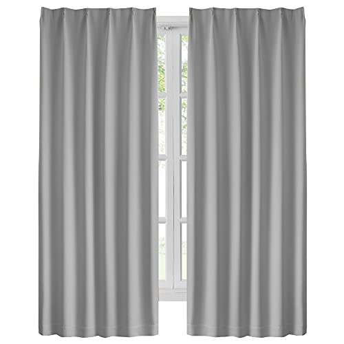 カーテン 1級遮光 枚組 断熱 防寒 防音 省エネ 厚手 無地 おしゃれ 洗える 寝室 リビング用 ライトグレー 幅100cm×丈00cm