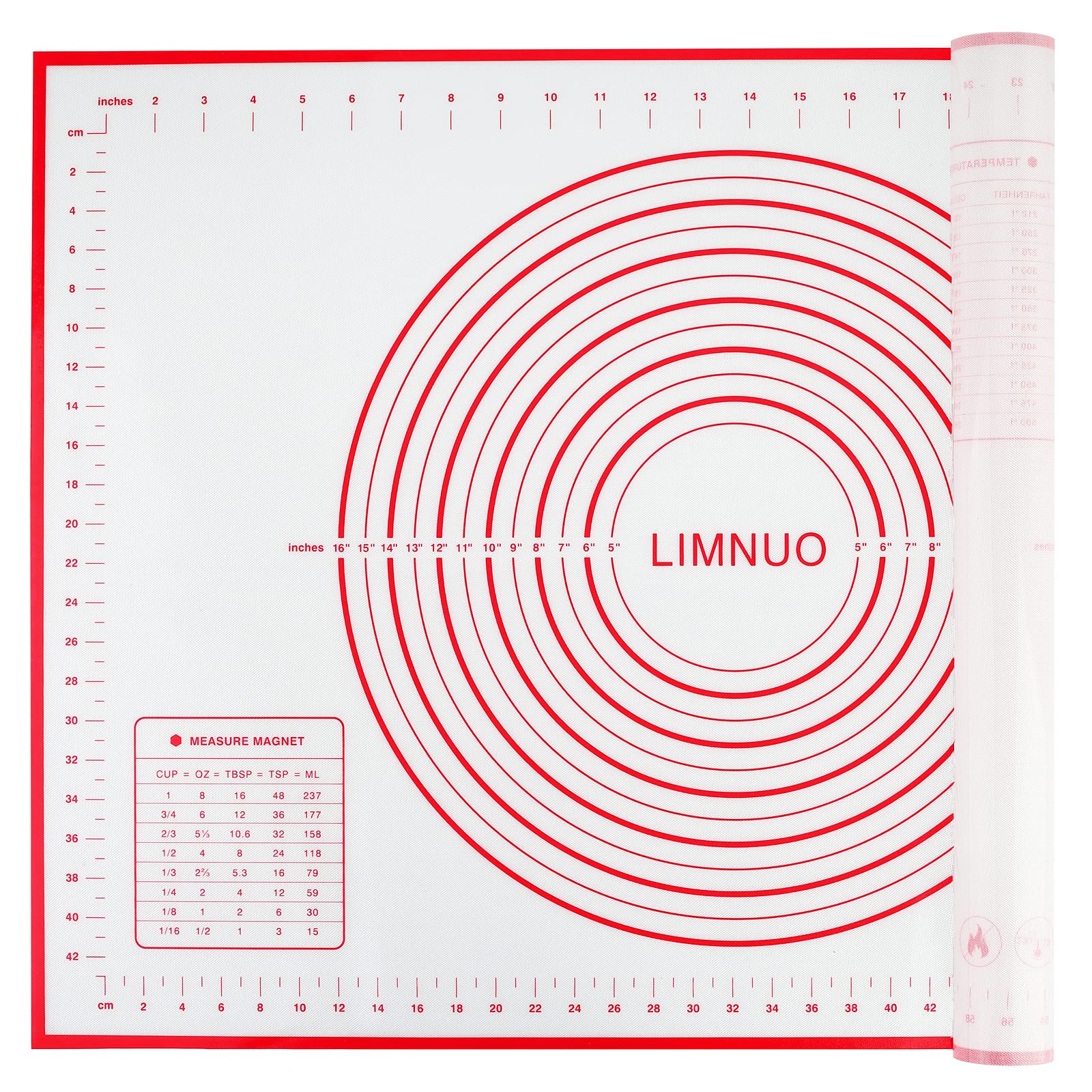 クッキングマット シリコンマット パンマット 製菓マット 目盛り付き 大きいサイズ 食品級シリコーン 滑り止め 製菓道具 50x70cm レッ