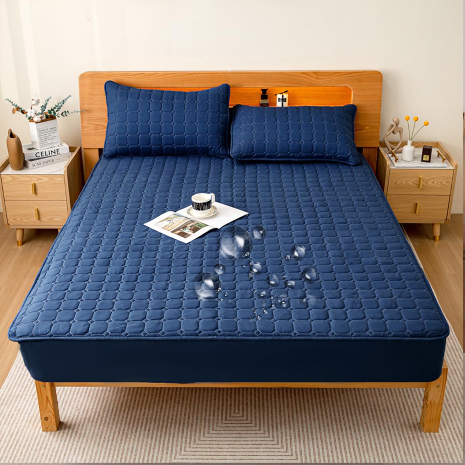 防水シーツ ボックスシーツ三層構造ガサガサ音“0”マットレスカバー 敷きパッド ベッドカバー ベッドパ..