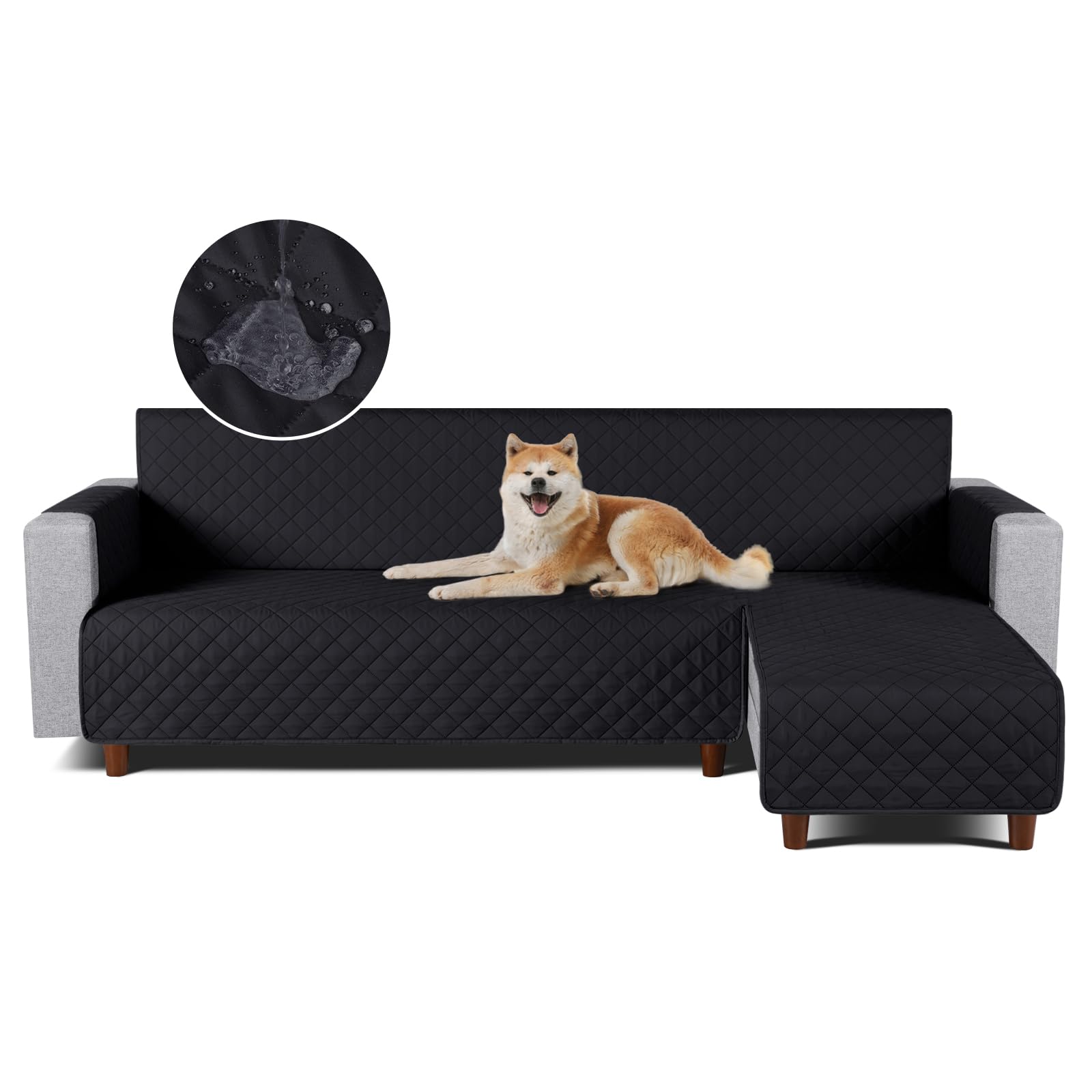 使いやすさ、取り付けやすさ、耐久性、耐水性・ブラック色 +3人掛け CouchSofa+3・・:ブラック色Size:+3人掛け・??コンパクト サイズAOCOCO 防水 カウチソファカバー +3人掛けのサイズは幅：345cm「185cm（背もたれ）+80*cm（肘*）」　奥行き：70cm「10cm（背もたれ+後ろ）+55cm（座面）+95cm（カウチ）」※人工測量なので、多少の誤差がある場合がございます。ご購入前に、ソファーのサイズを測ってから、参考サイズに合わせてください。必ずソファーのサイズを測ってください。・??リバーシブル防水素材AOCOCO リバーシブル 防水 カウチソファカバーは表地：ナノ防水塗装+100％起毛ポリエステル 中地：防水素材PU隔水分子膜＋天然コットン 裏地：ナノ防水塗装+100％起毛ポリエステル・??特徴AOCOCO 防水 カウチソファカバーは蓮を学びます、蓮の葉の原理が生地の繊維に組み込まれて保護層を形成し。表面だけのコーティングではなく、ナノレベルの成分が素材の内部に浸透し、水