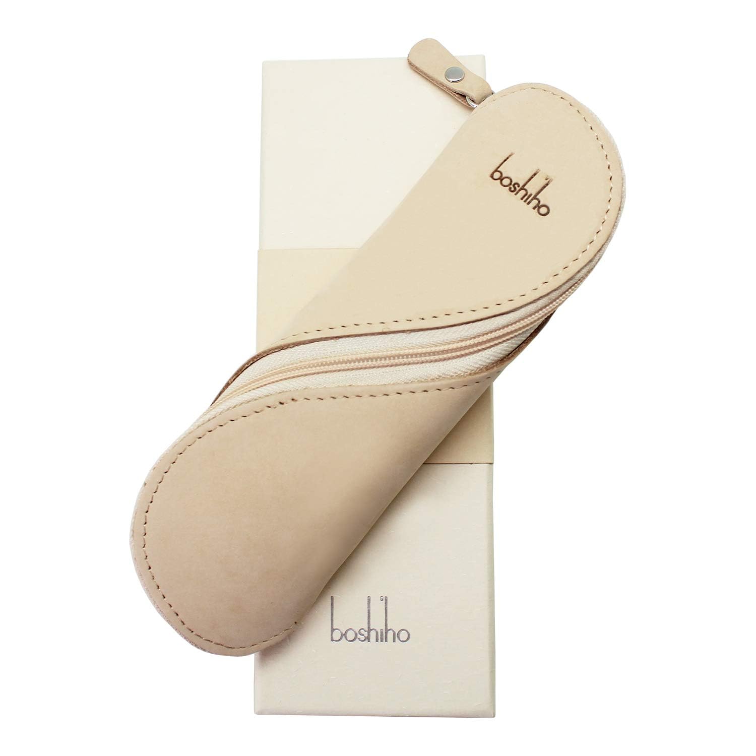 Boshiho ペンケース 本革 筆箱 字ファスナー メガネケース 大人 メンズ レディース
