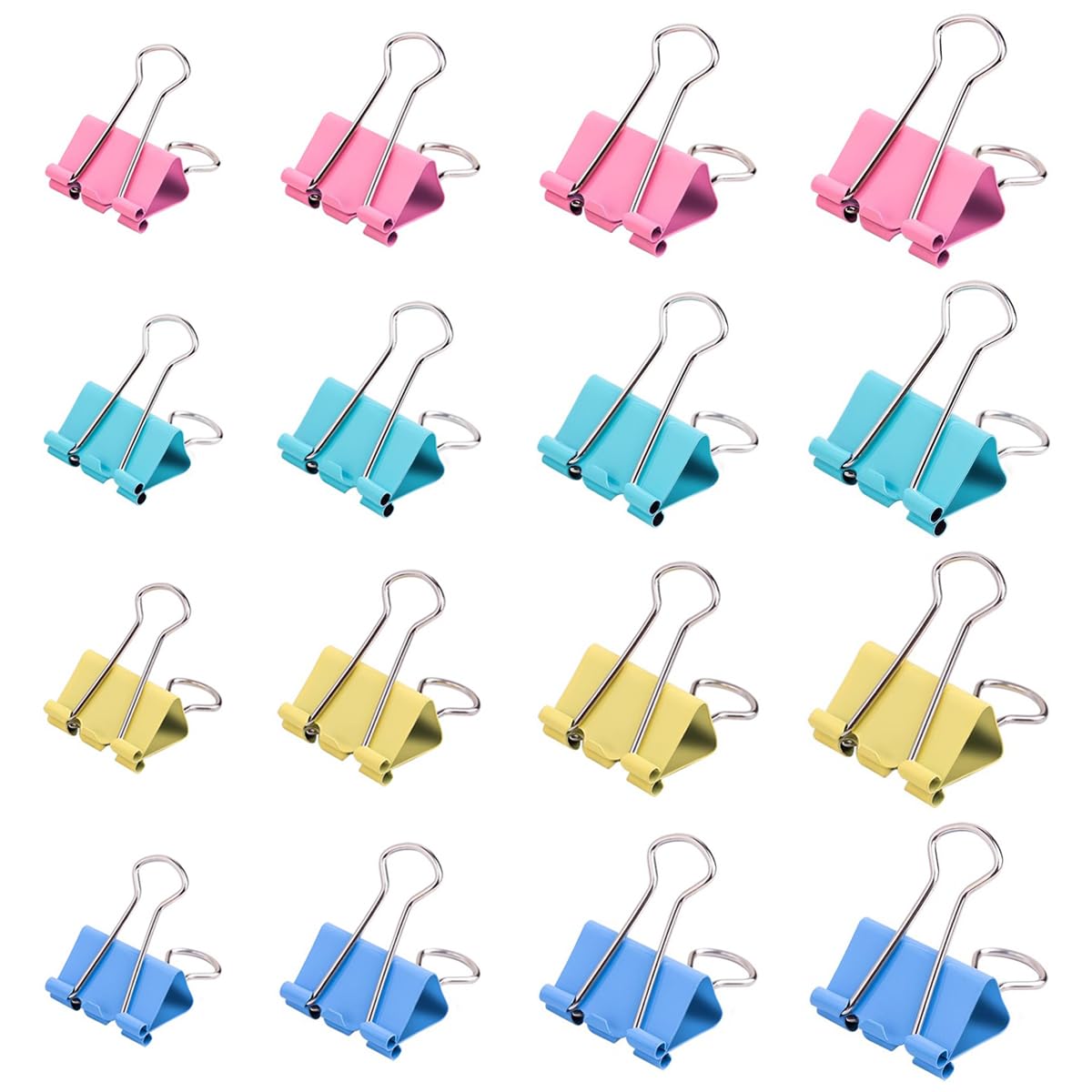 ダブルクリップ 60個入り 4サイズ 15mm 19mm 5mm 3mm 大 中 小 ペーパークリップ 書類整理 オフィス 事務用品 クリップ