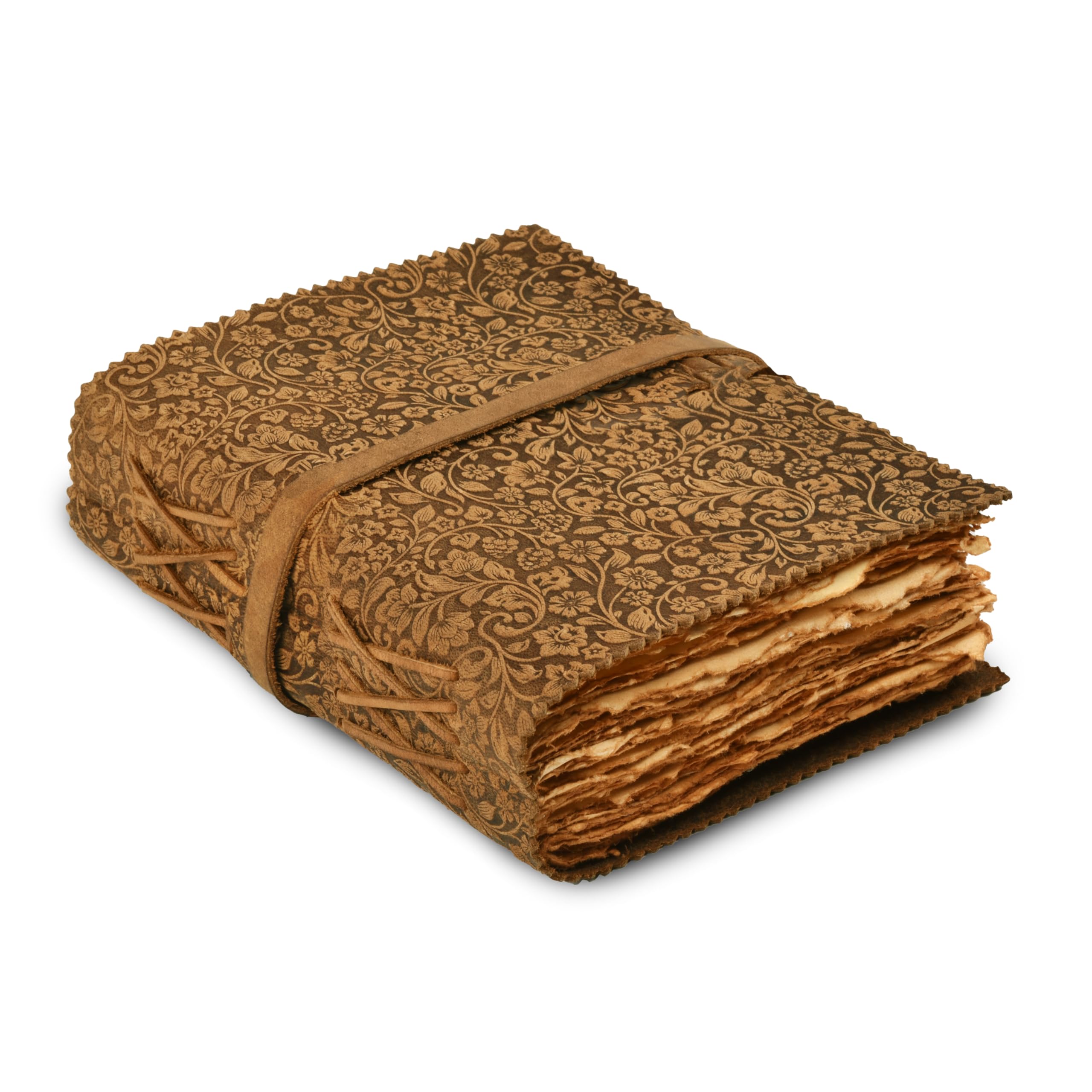 VAGE レザーバウンドフローラルエンボスジャーナル レディースとメンズ用 00ページ、 A6ブラウン Book of hadows ブッ