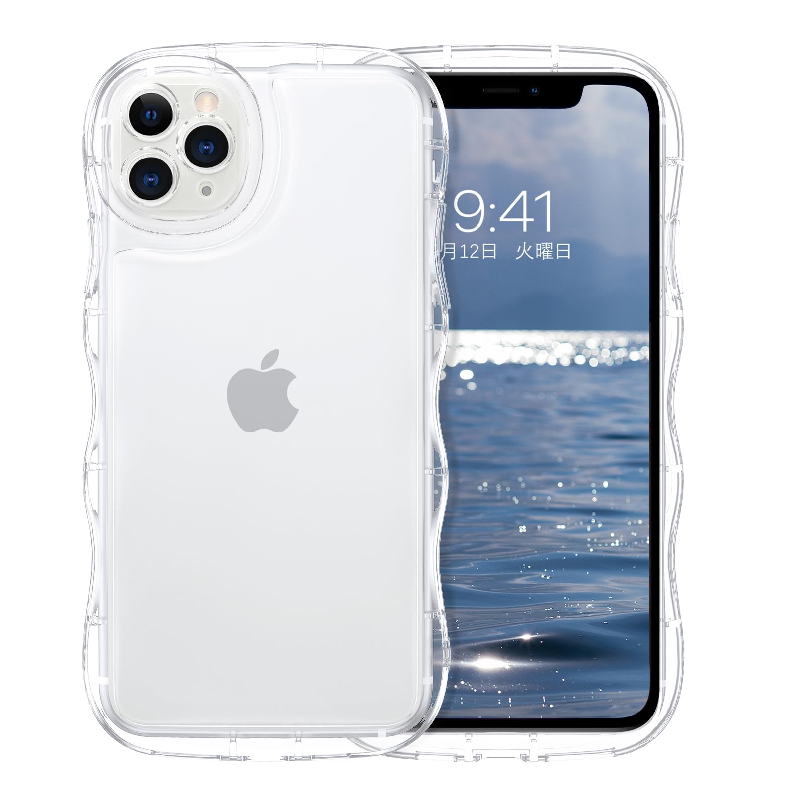 GUAGUA iPhone 11Pro ケースクリア ウェーブ いphone 11Pro ソフト 純透明 ケースPU ウェーブ 人気 バンパー
