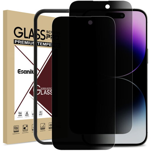 Esanik iPhone14 Pro 用 覗き見防止 ガラスフィルム 枚セット 硬度9H 飛散防止 指紋 気泡 反射 キズ防止 旭硝子製 高透 Esanik iPhone14 Pro 用 覗き見防止 ガラスフィルム 枚セット 硬度9H 飛散防止 指紋 気泡 反射 キズ防止 旭硝子製 高透