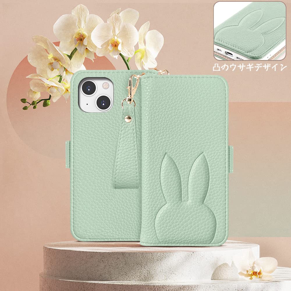 iPhone 14 ケース 手帳型人気 iPhone 14 手帳型ケース かわいい兎 アイフォン 14 ケース 手帳型 女性 耐汚れ 耐衝撃 マ