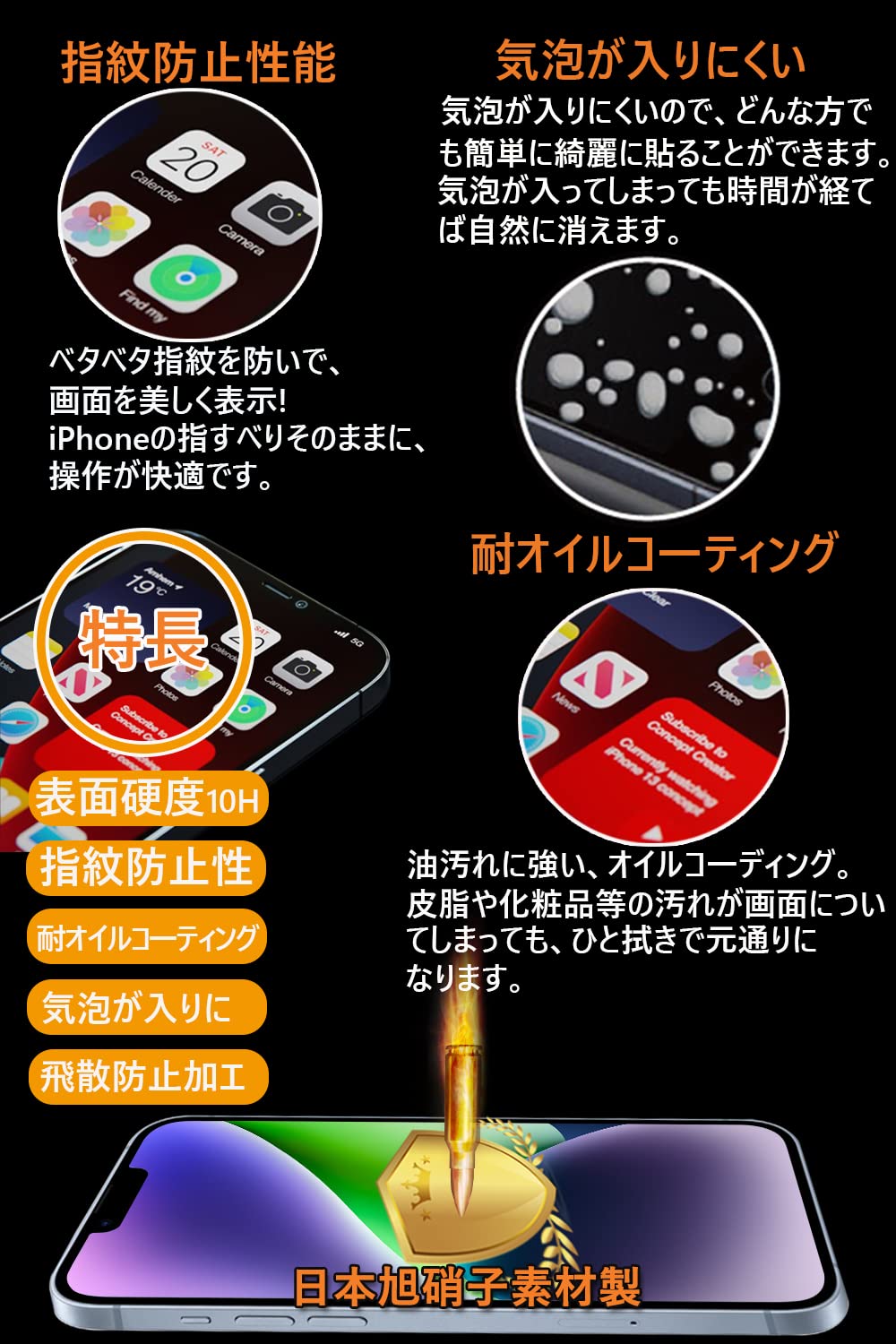 Mostean iPhone14 ガラスフィルム覗き見防止 iPhone13 Pro フィルム のぞき見防止 ...