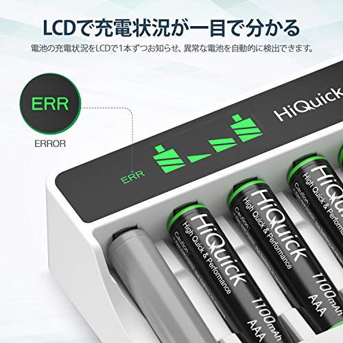 充電池充電器セット 単3電池+充電器セット 単三 単四 ニッケル水素、ニカド充電池に対応 8スロット 自由充電可能 CD付き 急速充電器 じゅ