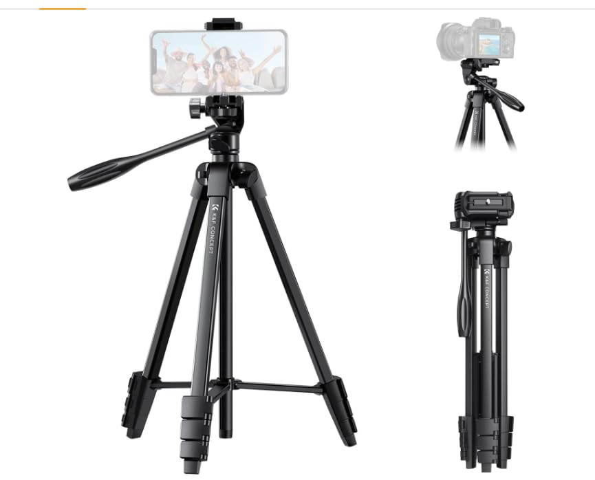 乐天商城 - 三脚 スマホ カメラ 三脚 K&F 153cm 3WAY雲台 4段階伸縮 超軽量 コンパクト ミニ三脚スタンド 360回転 付き 収納袋 持ち