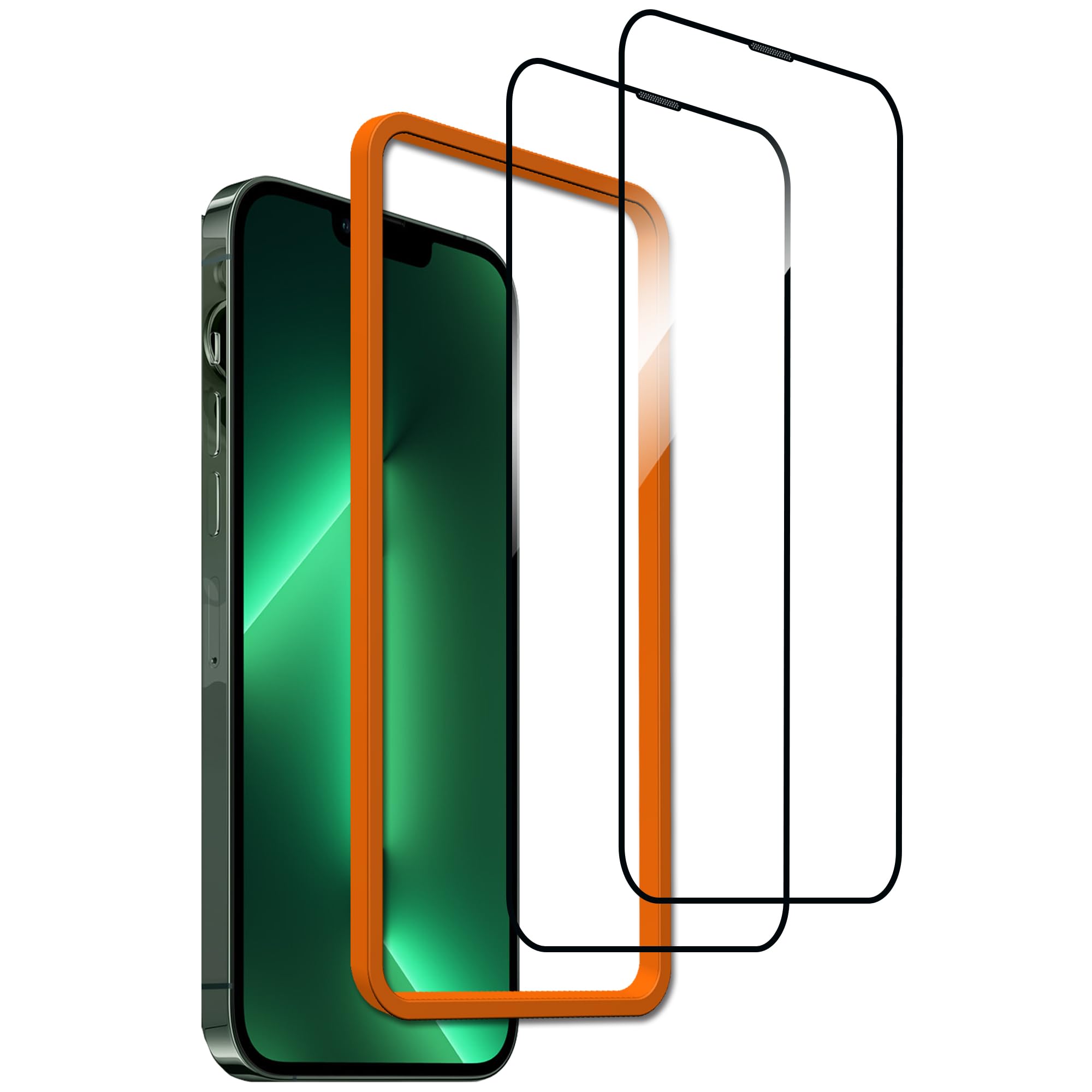 枚セット+ガイド枠付き日本素材製 全面保護 iPhone14 / いphone13 Pro/iphone 13 用 ガラスフィルム 強..