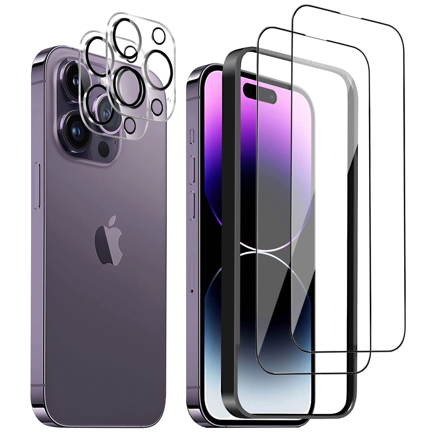 iPhone 14 Pro max 強化ガラスフィルム4枚入り 高精細 6.7インチ 硬度9H 滑らかなタッチ操作 指紋付着防止 自動吸着 飛
