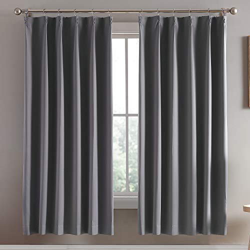 カーテン 1級遮光 枚組 断熱 防寒 防音 省エネ 厚手 無地 おしゃれ 洗える 寝室 リビング用 グレー 幅100cm×丈00cm