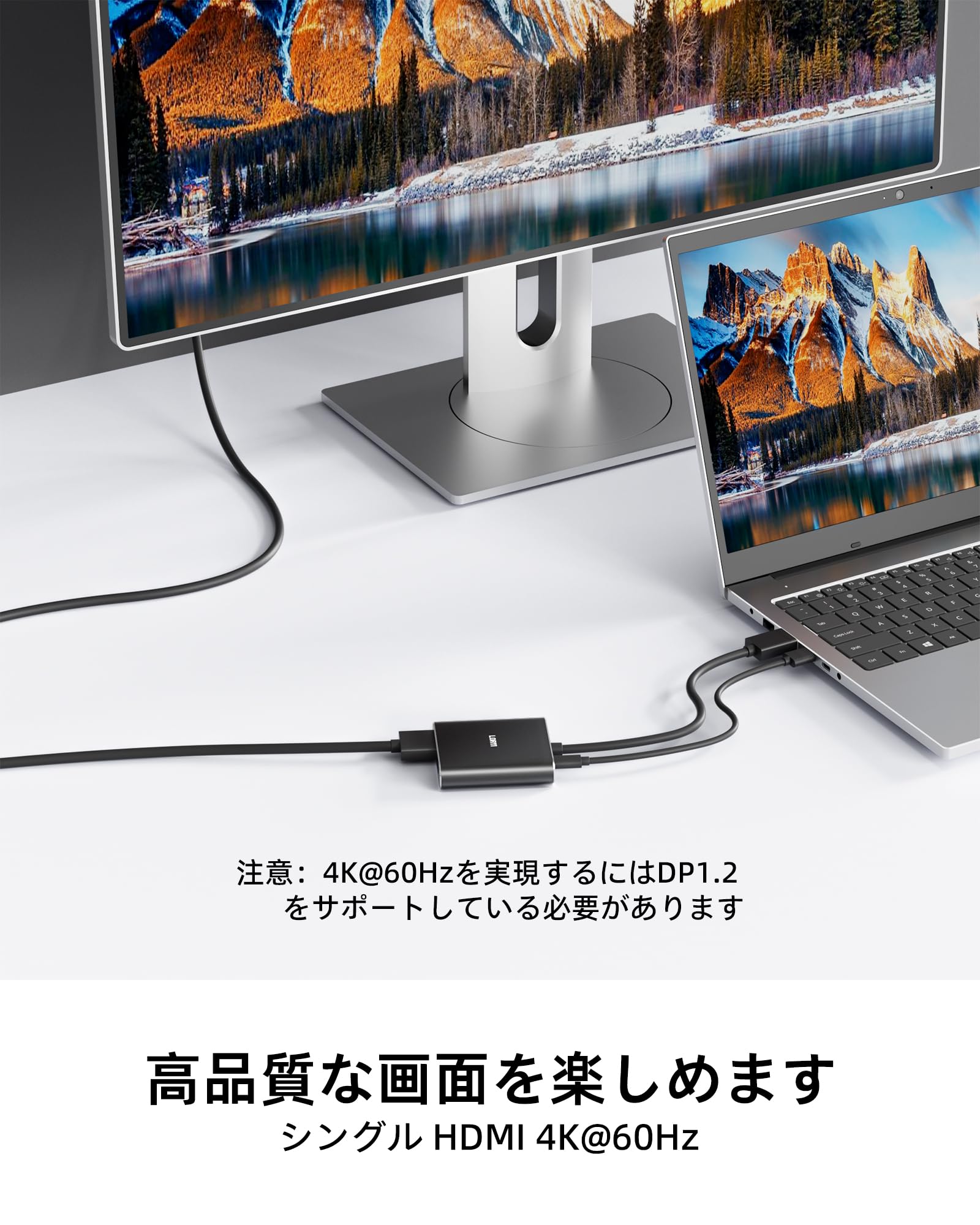 DisplayPort to デュアル HDM アダプター 4K@60Hz マルチモニター スプリッター 分配器 デュアルモニター DP 1.