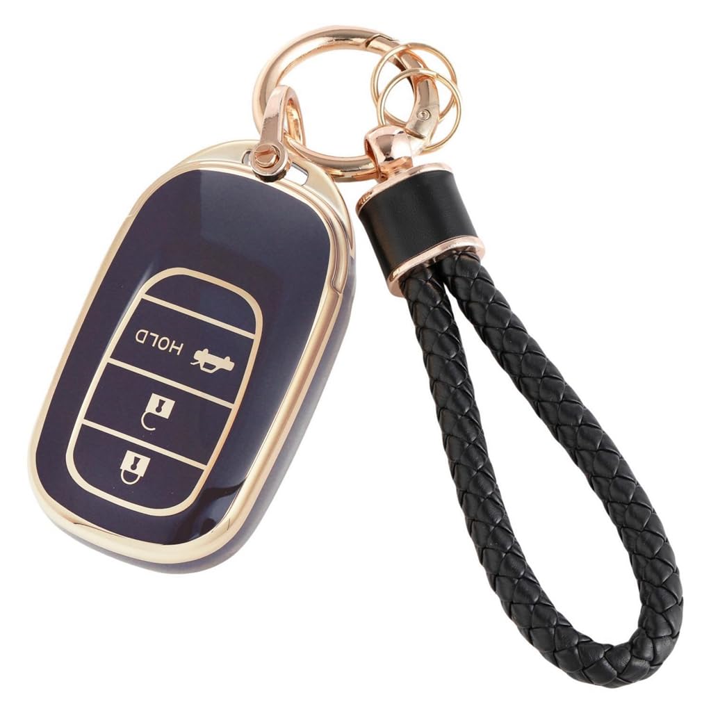 NBOX カスタム F5 F6 キーケース ステップワゴン キーカバー 可愛い スマートキーケース キーホルダーゴールドブラック