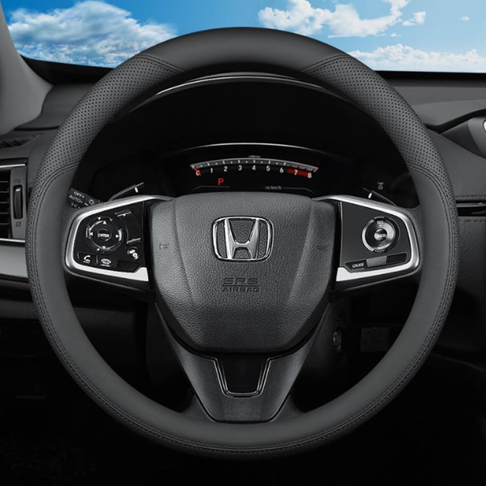 ハンドルカバー 軽自動車 本革 プレミアムレザー滑り止め通気性 ユニバーサル 多車種適応 O型38cm黒い線