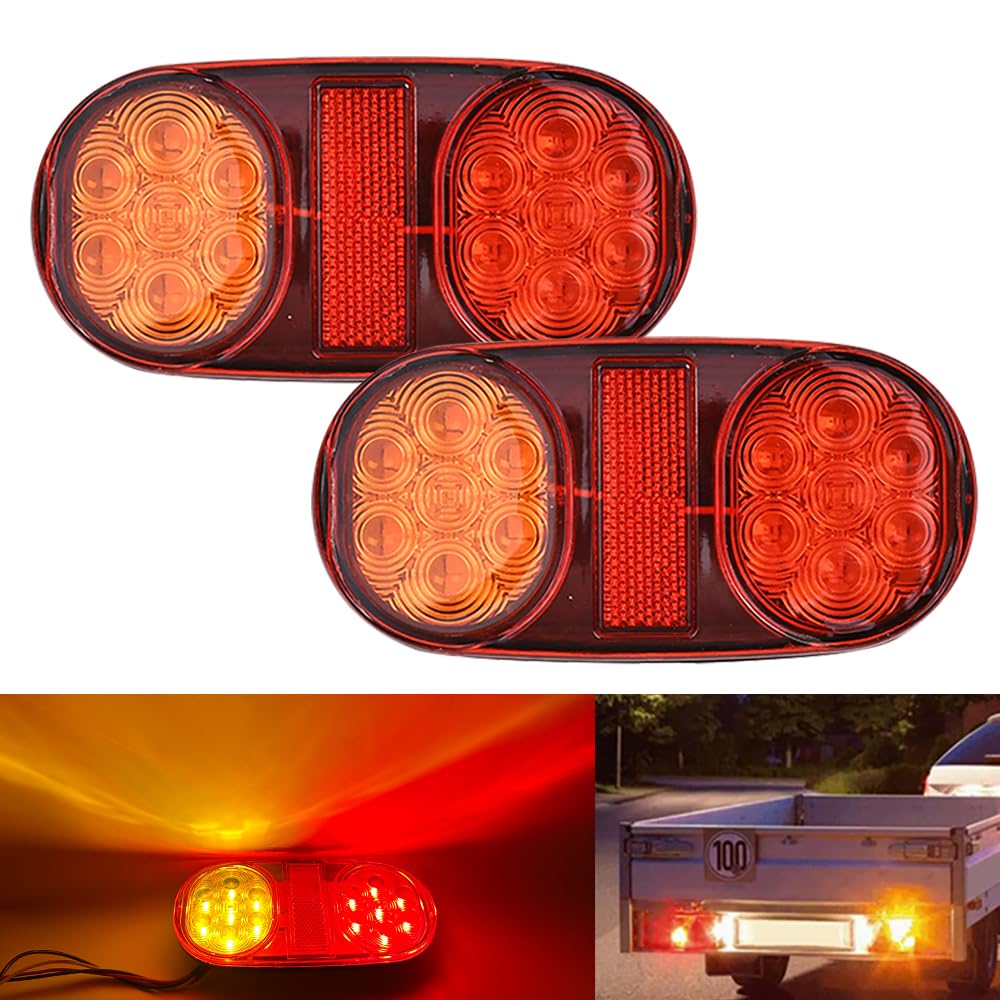 トラック テールランプ ED 14V 汎用 トラックトレーラー ボート用 ブレーキ レッド アンバー 個セット