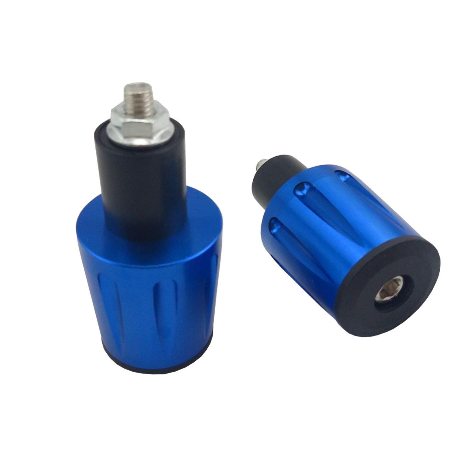 バイク オートバイ 汎用 ハンドルバーエンド プラググリップエンド アンチ振動 CNCアルミ製 .mm 7/8 個セット 青