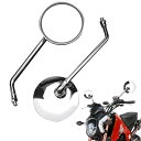 solaay バイクミラー 8MM 正ネジ バックミラー 円形 丸型 オフロードミラー レトロスクーター メッキミラー シルバー 360度調整