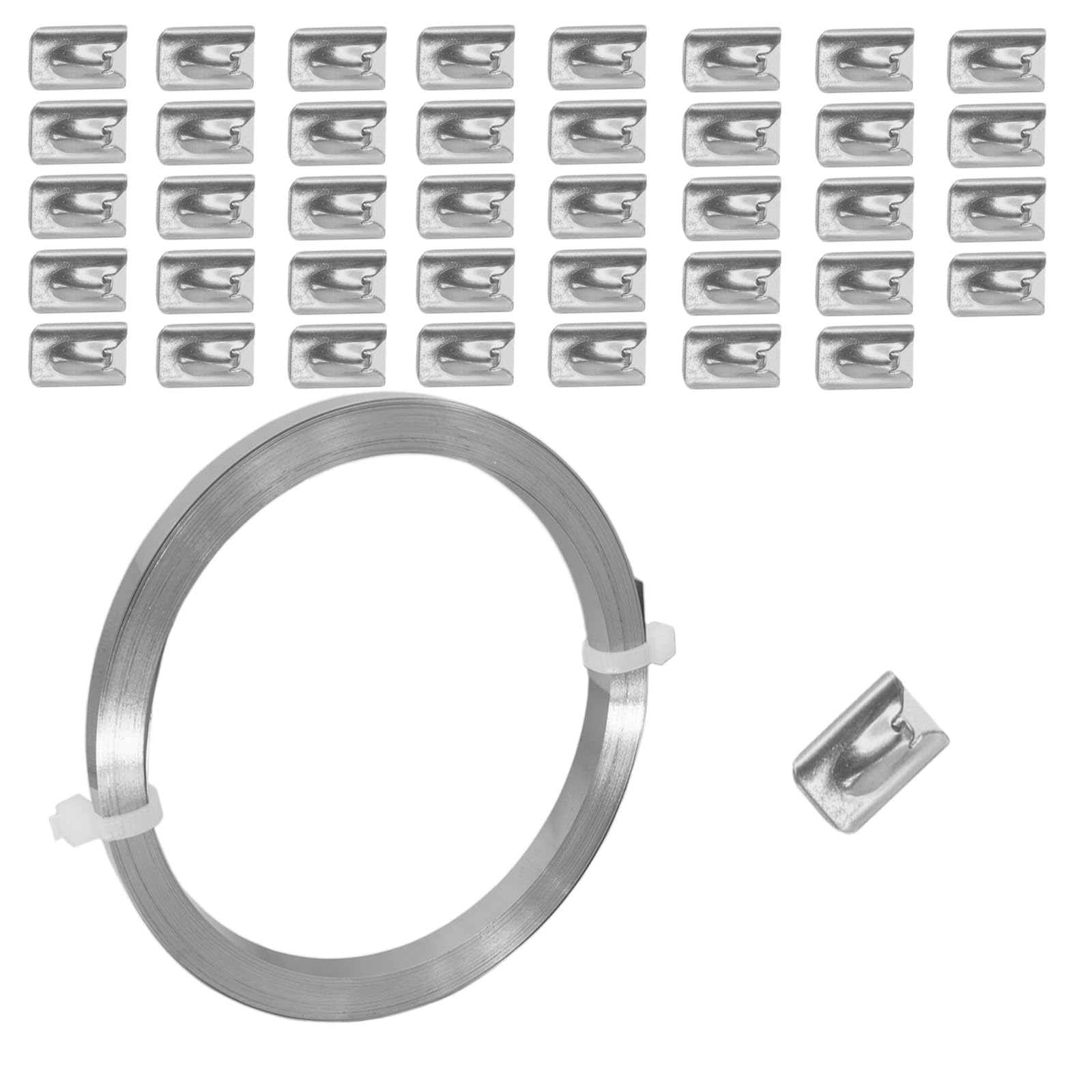 バイクパーツ マフラーバンド ホースバンド スナップ40枚 ステンレス結束バン 304ステンレス金属製 タイラッ クランプ バンド 長さ調整