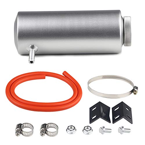 ラジエーター リザーバー タンク 円筒型 ホース 付き シルバー ブラック ブルー 車 カスタム 汎用 ラジエター リザーブ パーツ シルバー