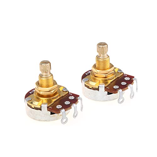 ・A1Meg ・・olor:A1Meg・これらのポットは広く使用されているギターのトーンとボリュームコントロールです。1MΩポットは、ワイドオープンギターやピエゾピックアップに最適です。ミリ規格 のポットは、主に輸入ギターまたはアジア製ギターで使用されます・6mmの刻み付きスプリットシャフトは、粗い刻み付き（18スプライン）ノブに適合します。それは中国/韓国/日本のギターのストックノブで作られた現代のqui / Epiphone / ibanez / EPなどに適合します・ミリ規格、ねじ切り部径: M8 8mm；ねじ切り部高さ：約10mm；真鍮のスレッド、アルミシャフト; 本体部外径：約4mm。標準的なソリッド構造・1MΩ Aカーブ、標準的な±0％の抵抗許容誤差。1MΩポットの減衰量は500kΩ未満です。ギターを「ワイドオープン」で聴きたい場合は、1Ωを試してください。・パッケージ内容: 個のポット、ナット、ワッシャー