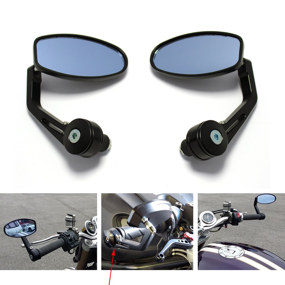 バーエンドミラー アルミ製 ブルーガラス ブラック mm 左右セット カワサキ HDA 汎用