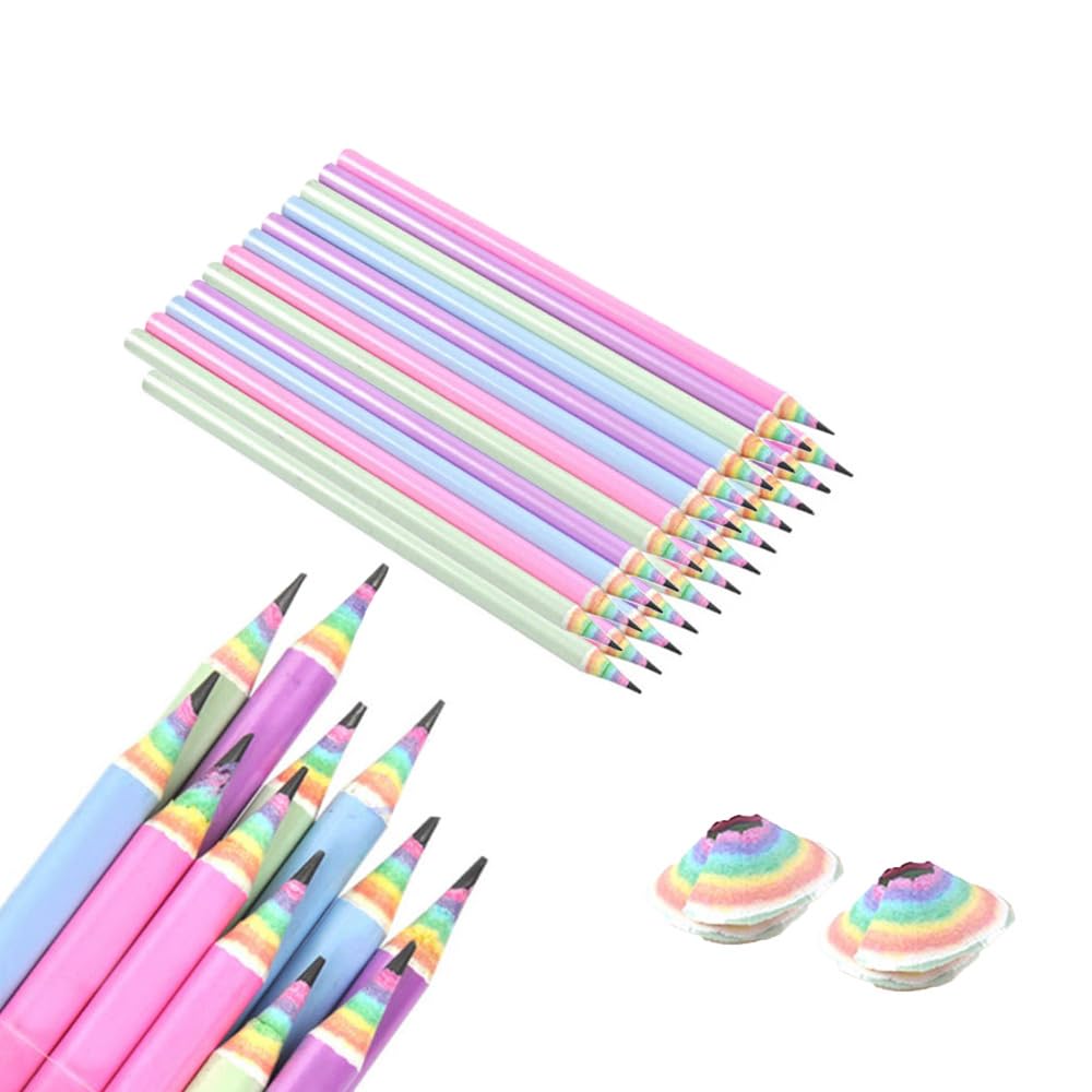 YXNY 鉛筆 B えんぴつ 4本ダース 小学生鉛筆 虹鉛筆 セット かわいい 試験用 ペンシル デッサン鉛筆 文房具用品に 準備 入学祝いにも