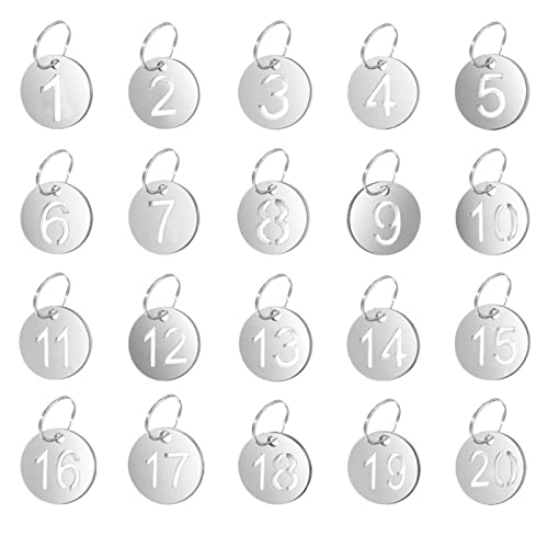 ENNY ドア番号タグ 0mm/ステンレス鋼 鍵 番号札 クローク 両面 キーリング付き 1~0