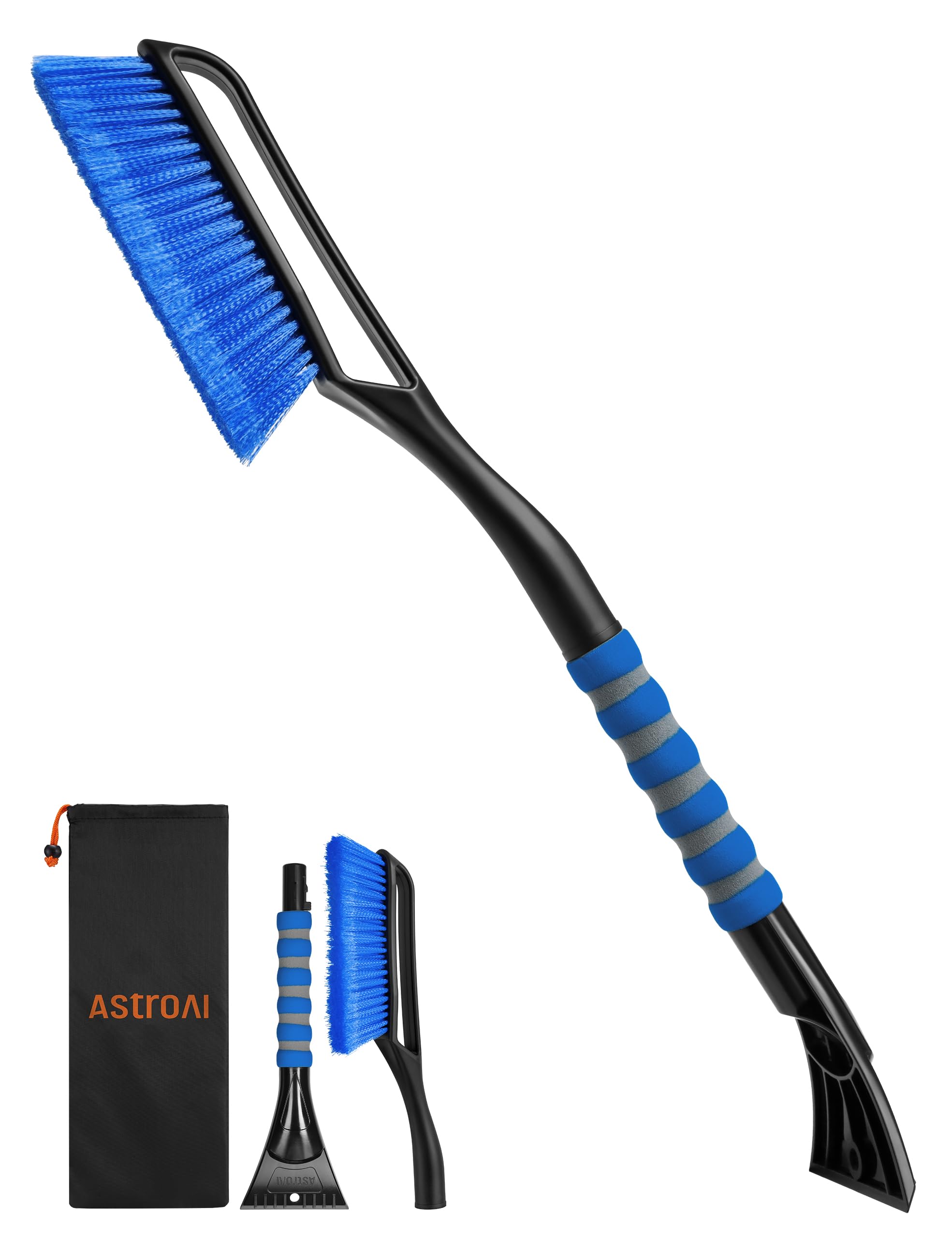 AstroA スノーブラシ スノースクレーパー 除雪ブラシ 収納袋付き 雪かき 除雪 除霜作業 車用 霜取り 軽..