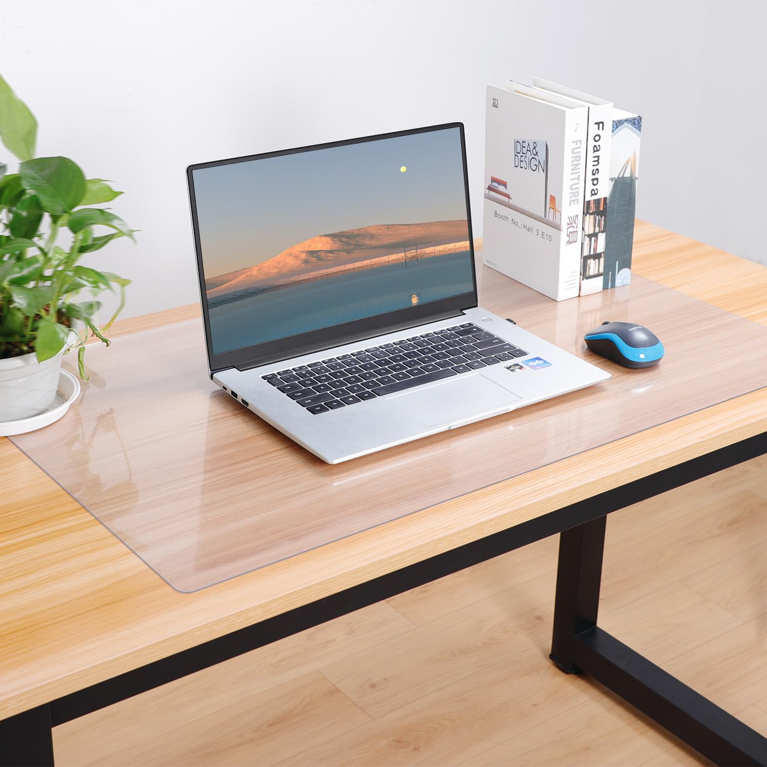 デスクマット 90*43cm デスクパッド テーブルカバー 透明 クリア PV製 あんしん素材 1.5mm マウス対応 ソフトタイプ 防水 防油