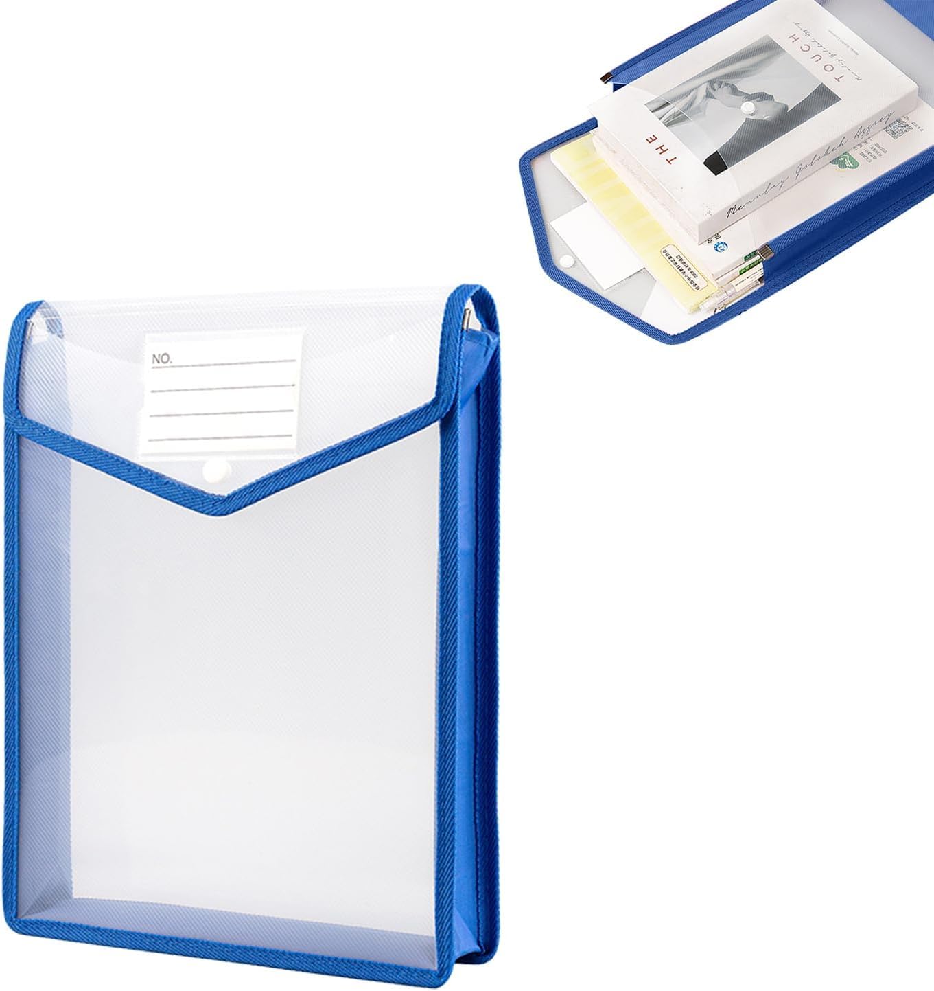 ファイル袋 ボタン式ファイル袋 1個 透明 オシャレ 大容量 防水 半透明 ファイルケース ドキュメントファイル クリアファイル a4 a5 オ