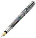 Maestro Medium Nib Fountain Handcrafted with Moth of Pearl. Platinum