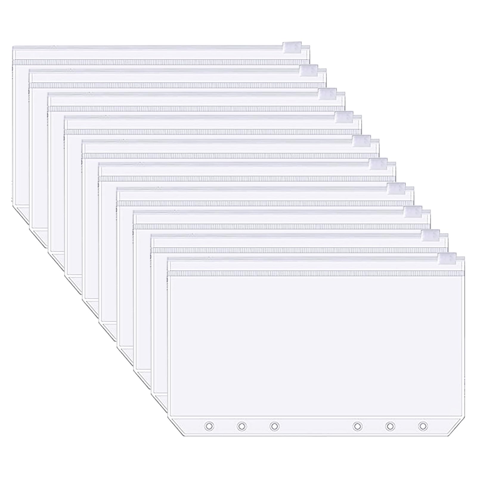 10 個バインダーポケット A5/A6 クリアバインダー 6穴 透明ジッパー式ファイル袋 防水 PV ルーズリーフ..