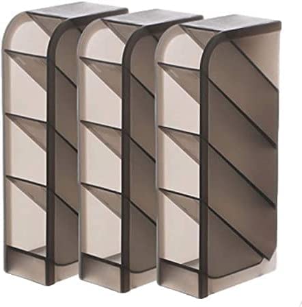 3個セット ペン立て 机上ペン収納ボックス 縦置き 斜め挿入 ペンスタンド メイクブラシホルダー 大容量 1列4段 卓上収納ケース クリア ツー