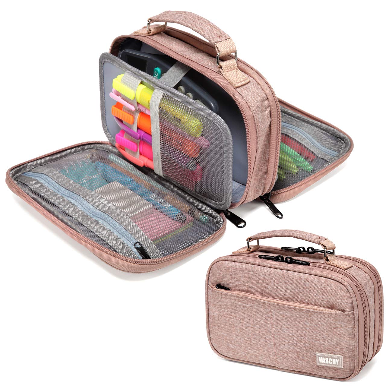 ペンケース 大容量 通学 筆箱 小学生 中学生 高校生 社会人 ペンポーチ 内ポケット ピンク