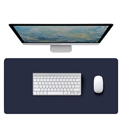NOENA オフィス用品 PUレザー デスクマット テーブルマット マウスマット 学習机マット 大型 両面 多機能 防水 耐久性 ネイビー+オレ